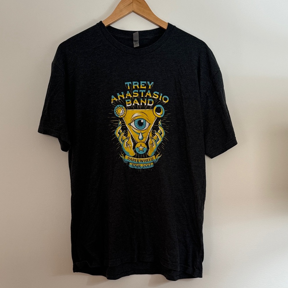 ✅ TREY ANASTASIO BAND Tee Paper Wheels Tour 2017 Phish T Shirt Size XL Dark Gray